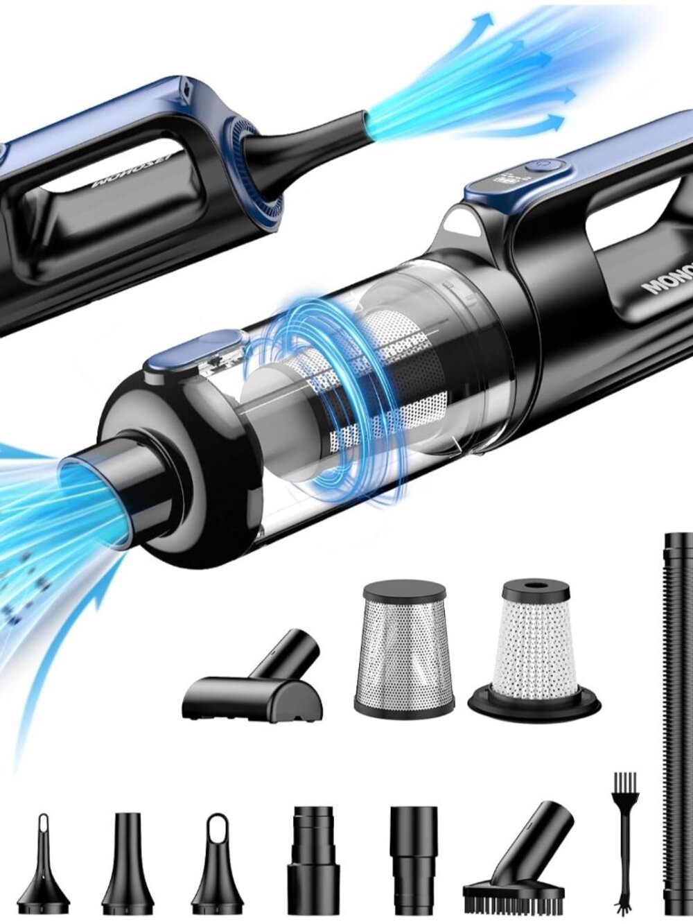 Car Vacuum Portable Cordless, 18000Pa 2 in 1 Vacuum Cleaner&Air Duster, 130W Bru